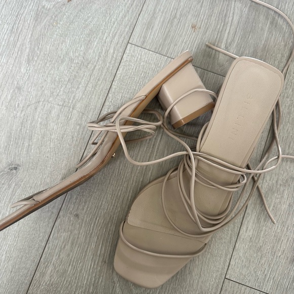 Billini Taupe Lace-Up Heels - Picture 2 of 3